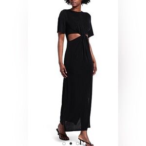 Topshop Women's Long‎ Black Metallic Side Slit Sexy Dress Sz 8